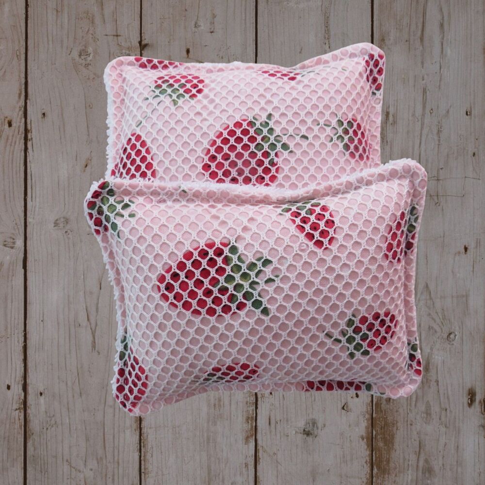 Reusable Kitchen Sponge, Set of 2, Strawberry Dish Scrubby, Machine Washable